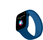 Apple Watch do William, com linhas gráficas que representam a Siri a falar