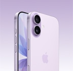 iPhone 17, lavanta rengi, önden dış görünüm, arkadan açılı dış görünüm, tepedeki kamera alanında Fusion kamera sistemi, Kamera Denetimi düğmesi, önden yan görünümde tam ekran tasarımı, eylem düğmesi, ses düğmeleri ve yan düğmeler