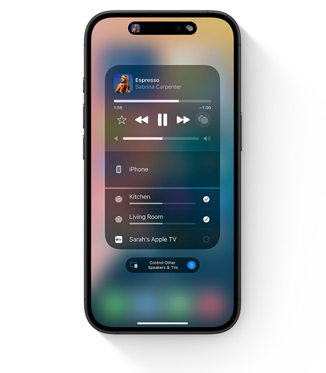 iPhone showing the AirPlay UI for multi-room audio
