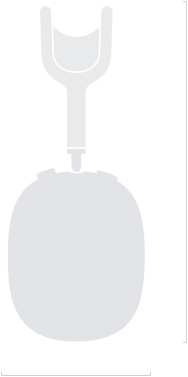 Ilustração da silhueta dos AirPods Max 2, vista lateral, profundidade de 83,4 mm, altura de 187,3 mm