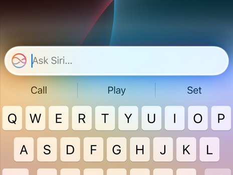 Lähikuva kohdistimesta Siri-pyyntöä esitettäessä.