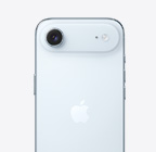 iPhone Air, aizmugures skats, debeszila krāsa, Fusion galvenās kameras sistēma pacēlumā augšpusē