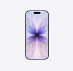 iPhone 17 i farven lavendel vist forfra, Dynamic Island øverst i midten