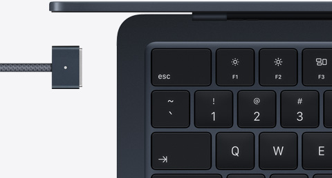 MacBook Air in Midnight color with color-matched MagSafe cable