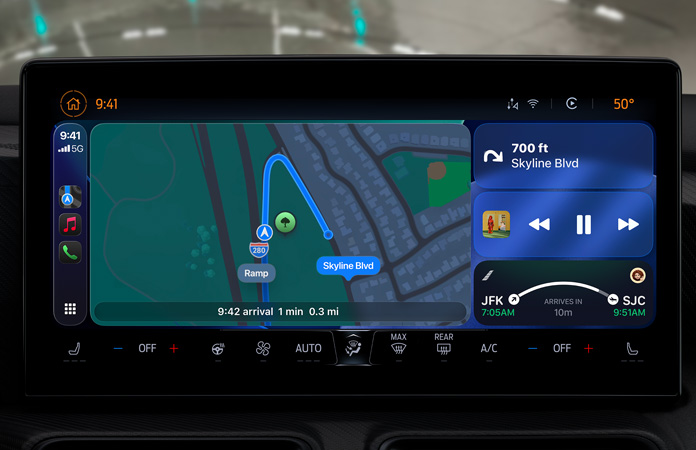 CarPlay vises i et kjøretøy for å fremheve den nye designen.