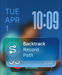 Drie Apple Watch-modellen, in het midden een model in de kleur Naturel met daarop een Slimme Stapel met de Backtrack-widget, rechts een model in Gitzwart met daarop het work-outscherm, links een kast in Roségoud, de wijzerplaat toont de Slaapscore